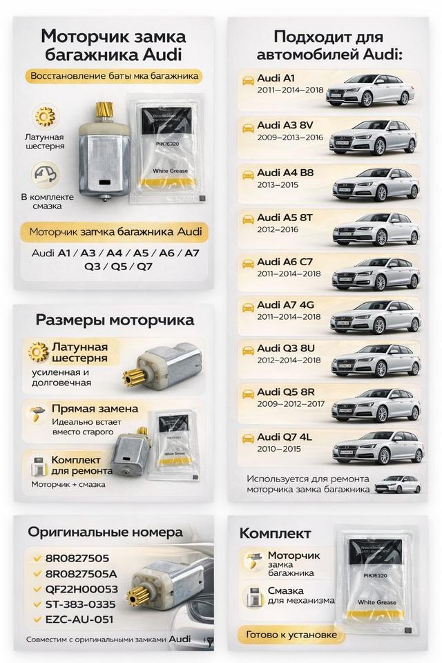 Моторчик замка багажника для а/м Audi